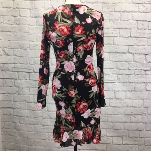 Juniors' Rose-Print Mesh Ruffle Dress - Picture 5 of 8